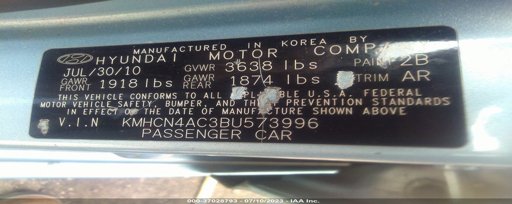 KMHCN4AC3BU573996 2011 HYUNDAI ACCENT photo no. 9