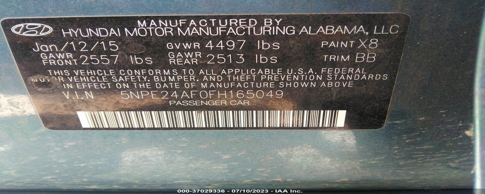 5NPE24AFDFH165049 2015 HYUNDAI SONATA photo no. 9