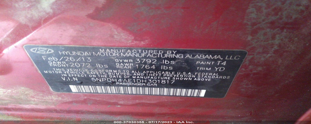 5NPDH4AE1DH301817 2013 HYUNDAI ELANTRA photo no. 9