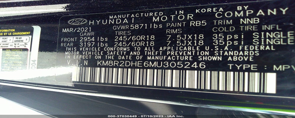 KM8R2DHE6MU305246 2021 HYUNDAI PALISADE photo no. 9