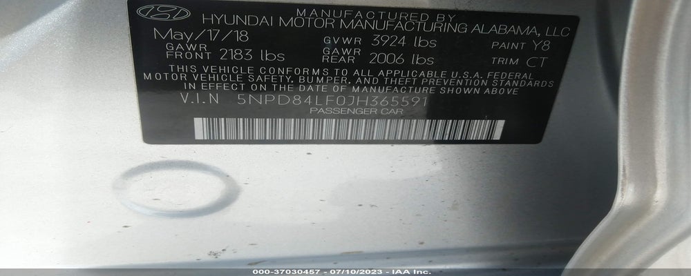 5NPD84LF0JH365591 2018 HYUNDAI ELANTRA photo no. 9