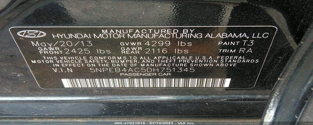 5NPEB4AC5DH751345 2013 HYUNDAI SONATA photo no. 9