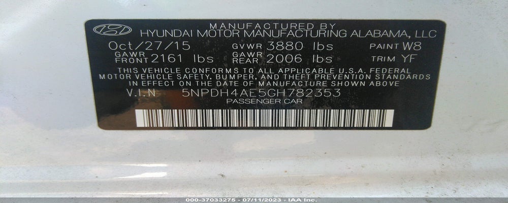 5NPDH4AE5GH782353 2016 HYUNDAI ELANTRA photo no. 9