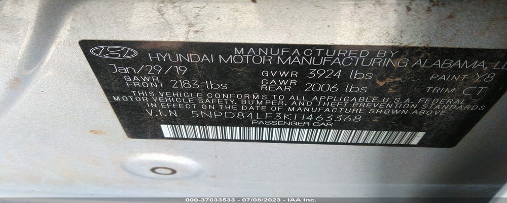 5NPD84LF3KH463368 2019 HYUNDAI ELANTRA photo no. 9