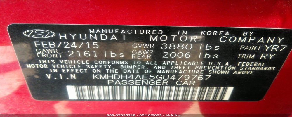 KMHDH4AE5GU479767 2016 HYUNDAI ELANTRA photo no. 9