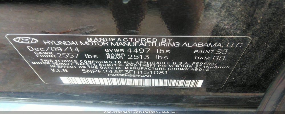 5NPE24AF3FH151081 2015 HYUNDAI SONATA photo no. 9