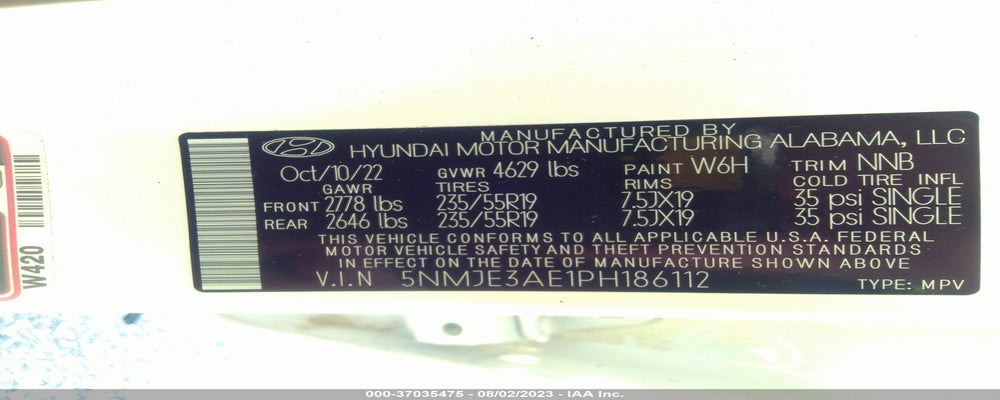 5NMJE3AE1PH186112 2023 HYUNDAI TUCSON photo no. 9
