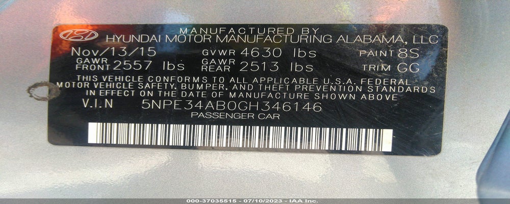5NPE34AB0GH346146 2016 HYUNDAI SONATA photo no. 9