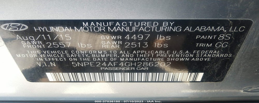 5NPE24AF4GH286202 2016 HYUNDAI SONATA photo no. 9