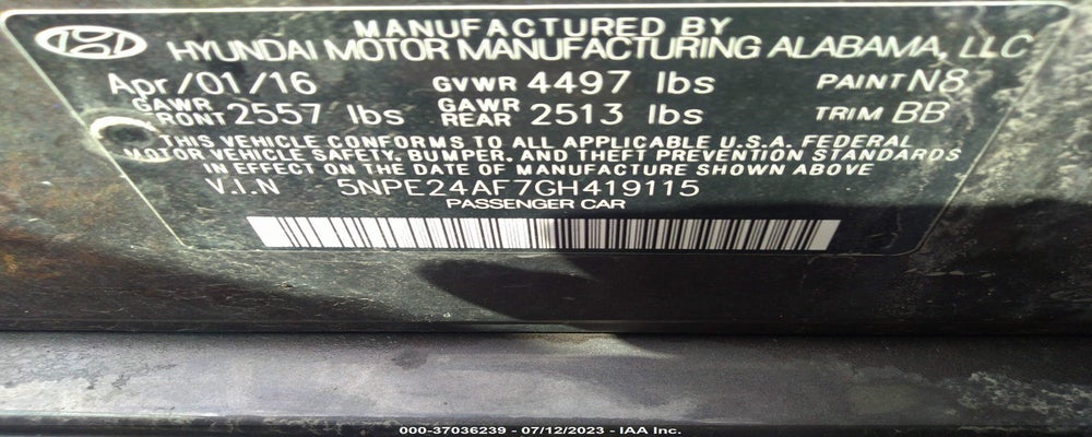 5NPE24AF7GH419115 2016 HYUNDAI SONATA photo no. 9