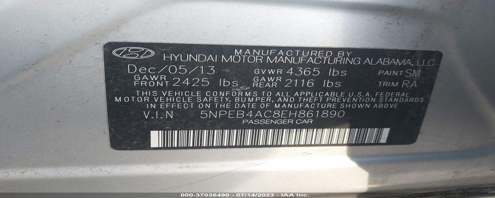 5NPEB4AC8EH861890 2014 HYUNDAI SONATA photo no. 9