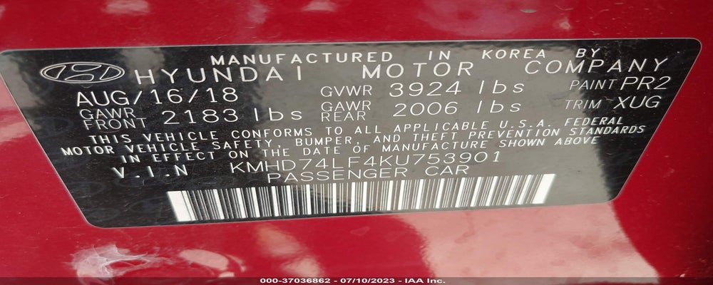 KMHD74LF4KU753901 2019 HYUNDAI ELANTRA photo no. 9