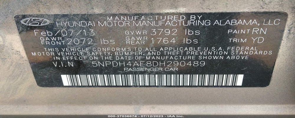 5NPDH4AE8DH290489 2013 HYUNDAI ELANTRA photo no. 9