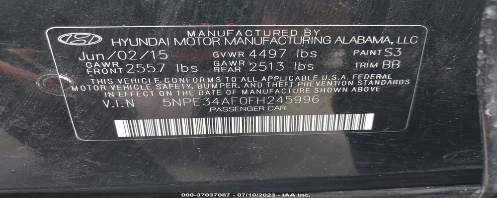 5NPE34AF0FH245996 2015 HYUNDAI SONATA photo no. 9