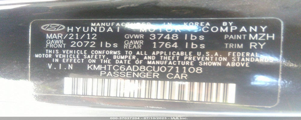 1FTHW26F0VEA10062 2012 HYUNDAI VELOSTER photo no. 9
