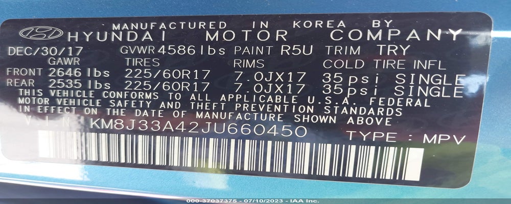 KM8J33A42JU660450 2018 HYUNDAI TUCSON photo no. 9