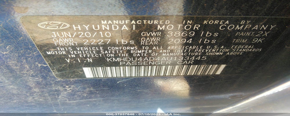 KMHDU4AD4AU133445 2010 HYUNDAI ELANTRA photo no. 9