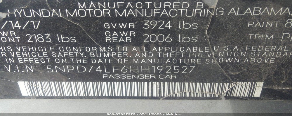 5NPD74LF6HH192527 2017 HYUNDAI ELANTRA photo no. 9