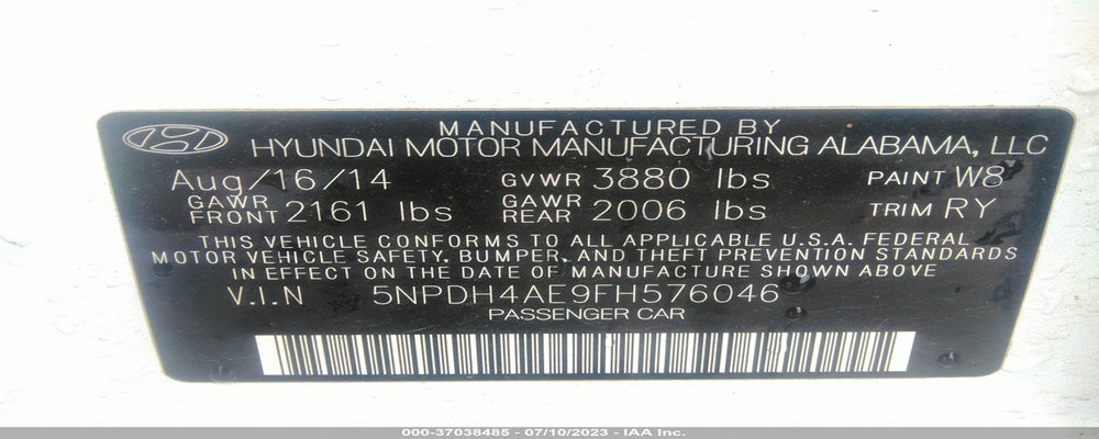 5NPDH4AE9FH576046 2015 HYUNDAI ELANTRA photo no. 9