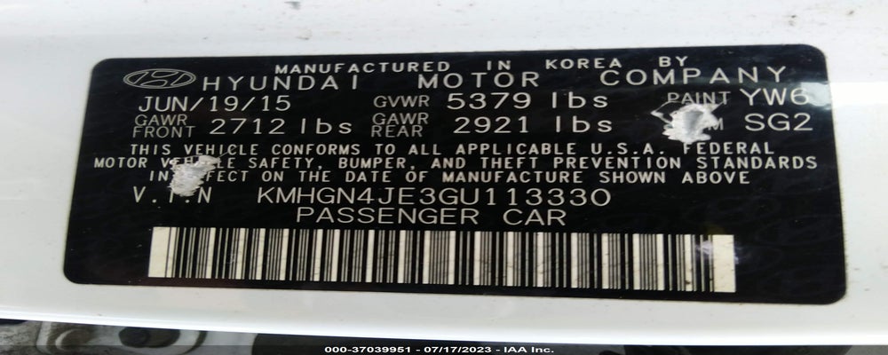 KMHGN4JE3GU113330 2016 HYUNDAI GENESIS photo no. 9