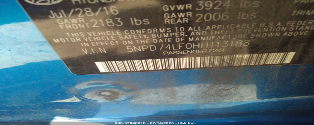 5NPD74LF0HH113188 2017 HYUNDAI ELANTRA photo no. 9