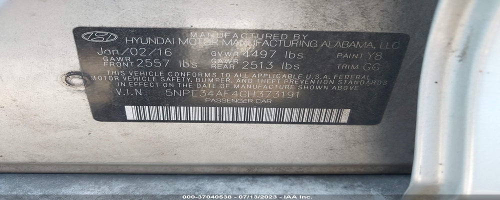 5NPE34AF4GH373191 2016 HYUNDAI SONATA photo no. 9