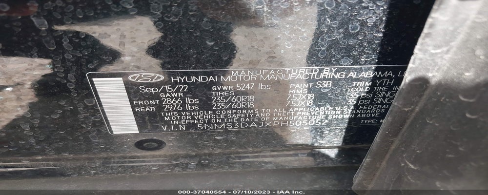 5NMS3DAJXPH505052 2023 HYUNDAI SANTA FE photo no. 9