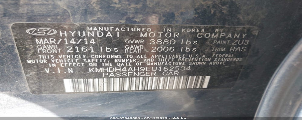 KMHDH4AH9EU162534 2014 HYUNDAI ELANTRA photo no. 9