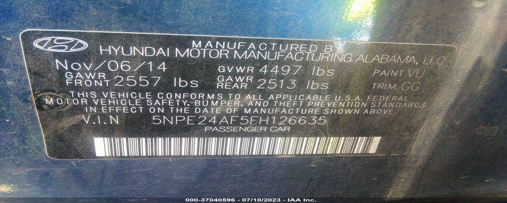 5NPE24AF5FH126635 2015 HYUNDAI SONATA photo no. 9