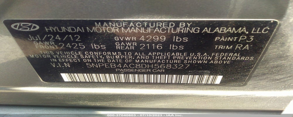5NPEB4AC8DH568327 2013 HYUNDAI SONATA photo no. 9