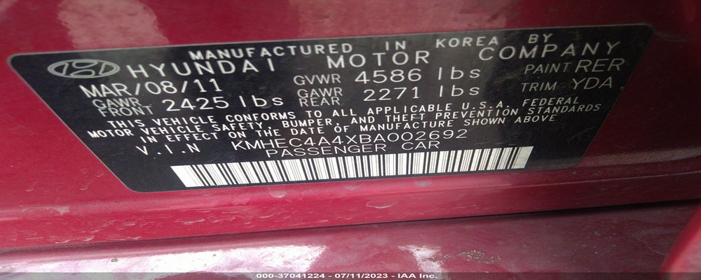 KMHEC4A4XBA002692 2011 HYUNDAI SONATA photo no. 9