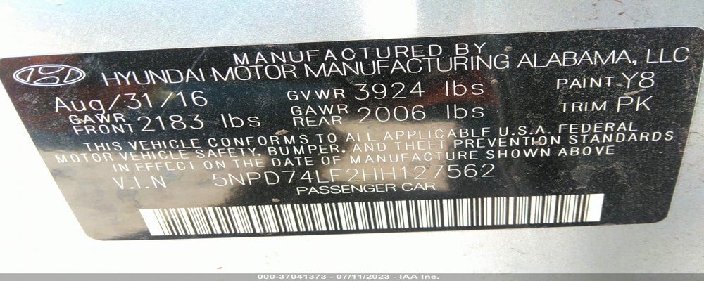 5NPD74LF2HH127562 2017 HYUNDAI ELANTRA photo no. 9