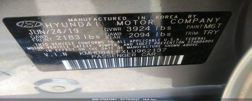 KMHD84LFXLU962137 2020 HYUNDAI ELANTRA photo no. 9