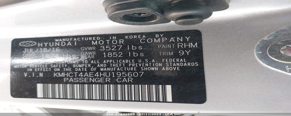KMHCT4AE4HU195607 2017 HYUNDAI ACCENT photo no. 9