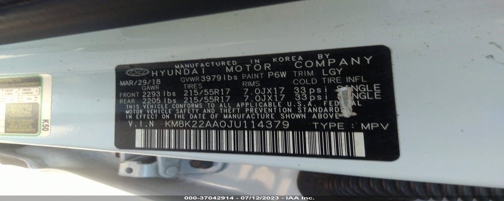 KM8K22AA0JU114379 2018 HYUNDAI KONA photo no. 9