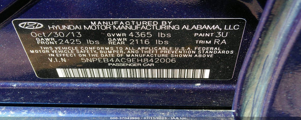 5NPEB4AC9EH842006 2014 HYUNDAI SONATA photo no. 9