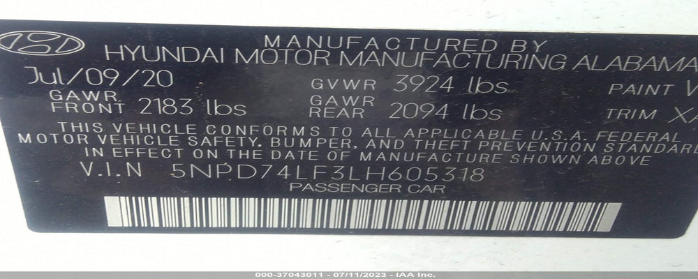 5NPD74LF3LH605318 2020 HYUNDAI ELANTRA photo no. 9
