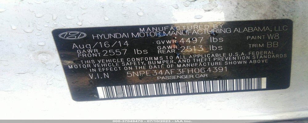 5NPE34AF3FH064391 2015 HYUNDAI SONATA photo no. 9