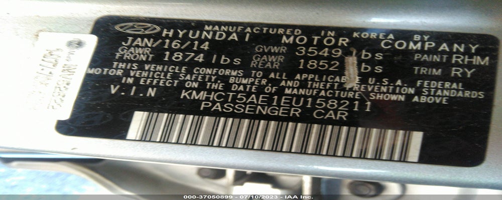 KMHCT5AE1EU158211 2014 HYUNDAI ACCENT photo no. 9