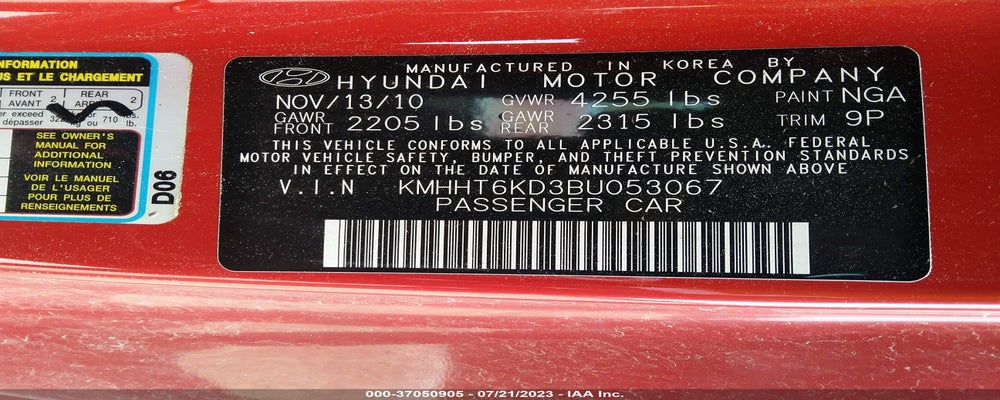 KMHHT6KD3BU053067 2011 HYUNDAI GENESIS COUPE photo no. 9