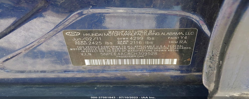 5NPEB4AC8CH309528 2012 HYUNDAI SONATA photo no. 9