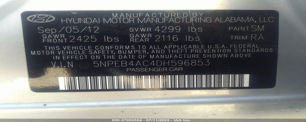 5NPEB4AC4DH596853 2013 HYUNDAI SONATA photo no. 9