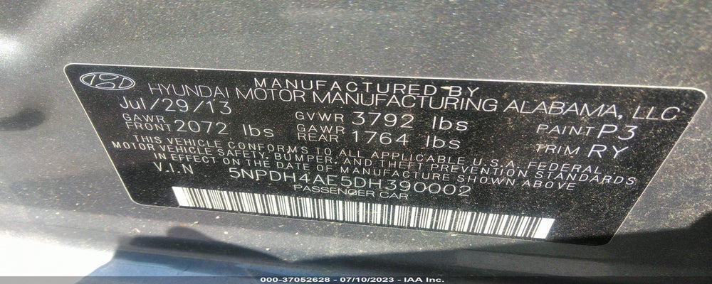 5NPDH4AE5DH390002 2013 HYUNDAI ELANTRA photo no. 9