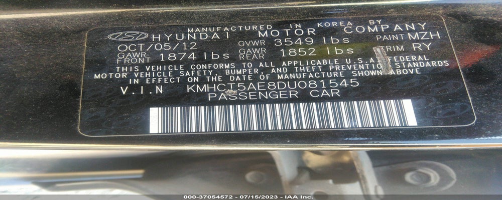 KMHCT5AE8DU081545 2013 HYUNDAI ACCENT photo no. 9