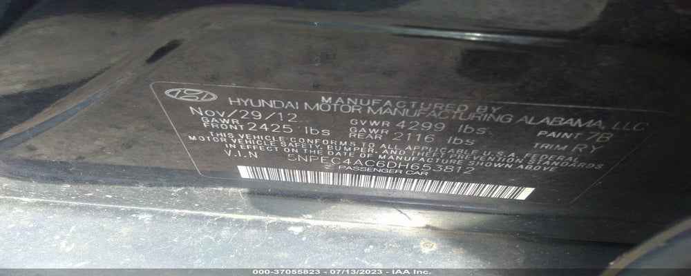 5NPEC4AC6DH653812 2013 HYUNDAI SONATA photo no. 9