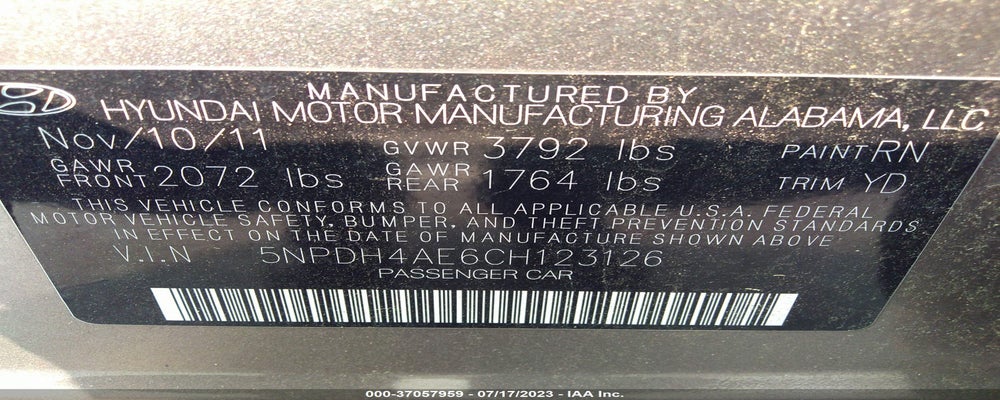 5NPDH4AE6CH123126 2012 HYUNDAI ELANTRA photo no. 9