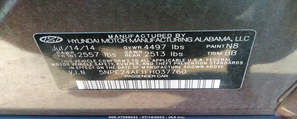 5NPE24AF1FH037760 2015 HYUNDAI SONATA photo no. 9
