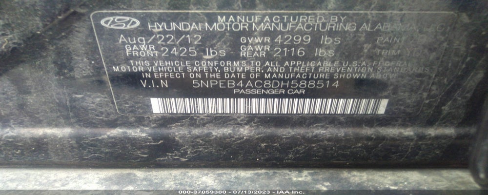 5NPEB4AC8DH588514 2013 HYUNDAI SONATA photo no. 9