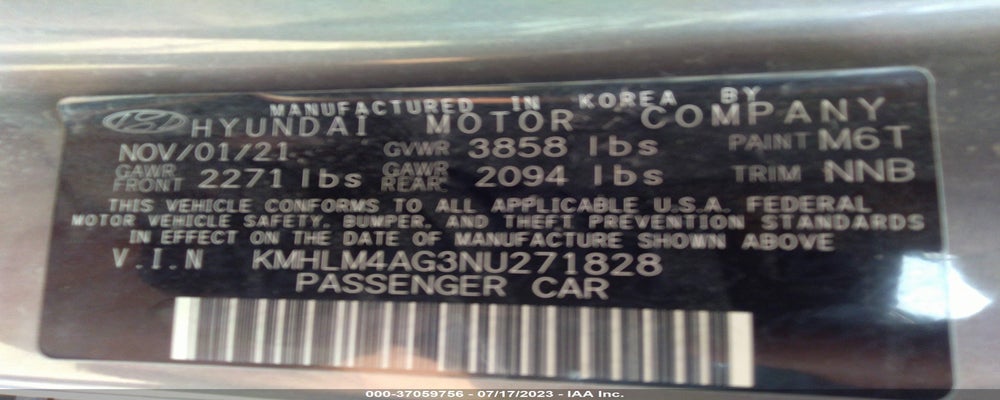 KMHLM4AG3NU271828 2022 HYUNDAI ELANTRA photo no. 9