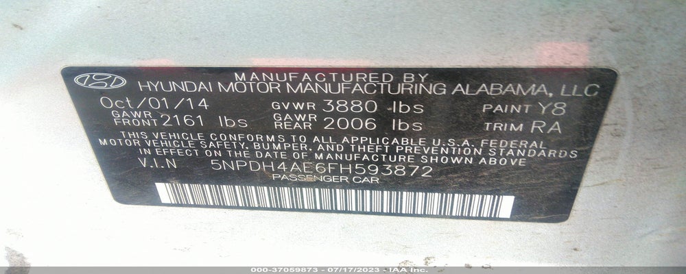 5NPDH4AE6FH593872 2015 HYUNDAI ELANTRA photo no. 9